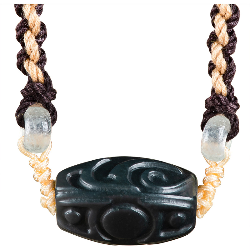 Vintage Fashion Necklace - 헤티안 옥 조각 비즈 펜던트 목걸이