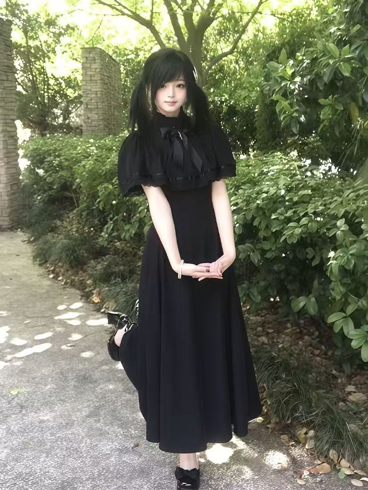 Vintage Fashion Retro Outfit - 고딕 하라주쿠 슬림 레이스 레트로 드레스