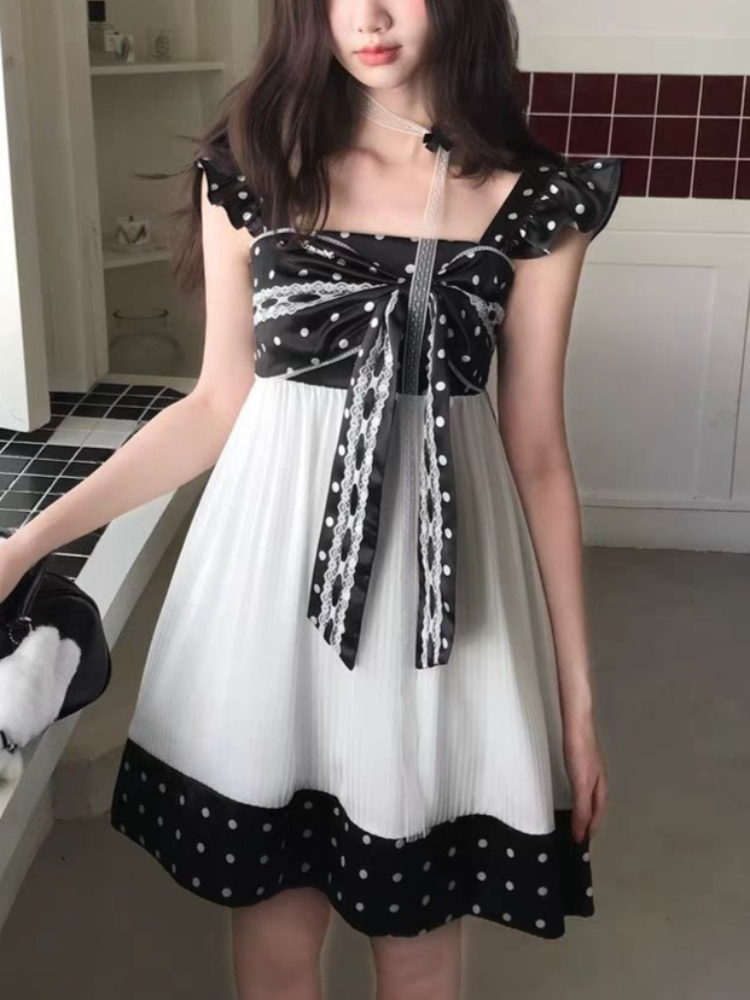 Vintage Fashion Retro Outfit - 일본 빈티지 스위트 보우 디자인 미니