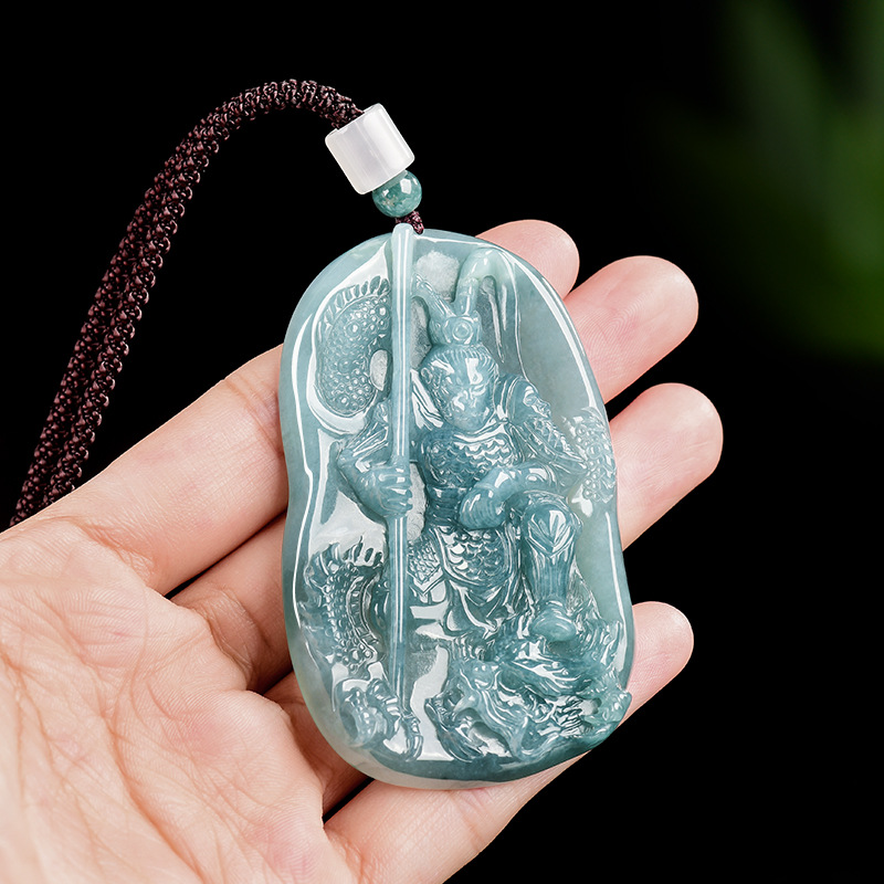 Vintage Fashion Necklace - 버마산 경옥 원숭이 왕 펜던트 목걸이