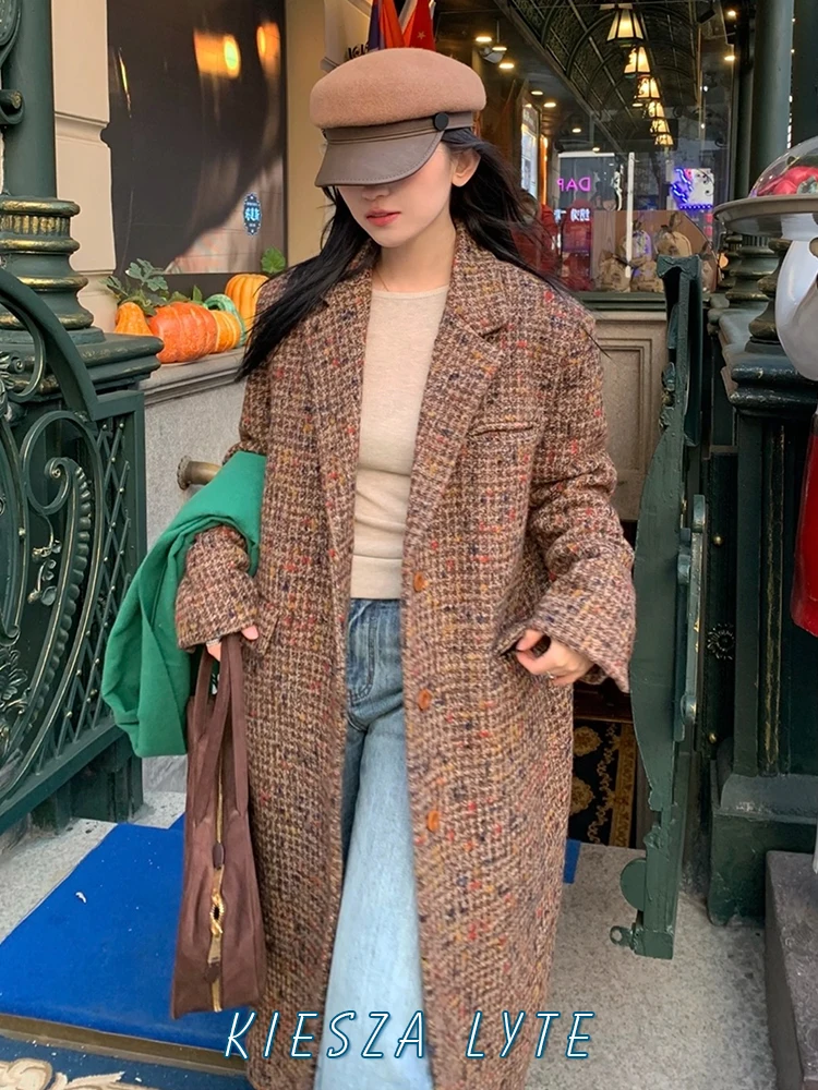 Kiesza lyte 2024 여성용 격자 무늬 울 재 - Retro Vintage Korean Fashion 리뷰 및 가격