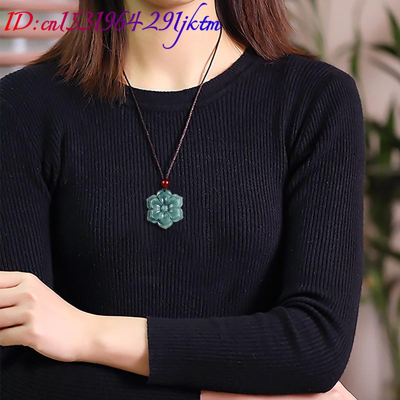 버마산 경옥 꽃 펜던트 목걸이 스톤 패션 액세서리 부적 - Vintage Fashion Necklace 리뷰 및 가격