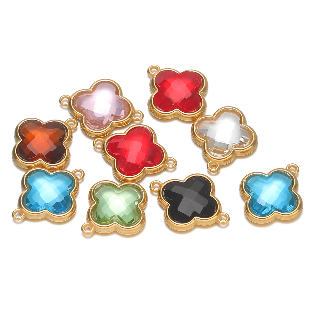 5pcs 스테인레스 스틸 네잎 클로버 펜던트 유리 크리 - Vintage Fashion Necklace 리뷰 및 가격